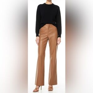 Alice + Olivia Lucinda Faux Leather Brown Pants